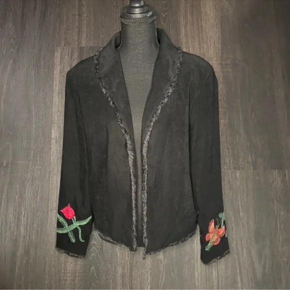 Elyse Hart LTD Embroidered Floral Butterfly Jacket Size M - Picture 2 of 5